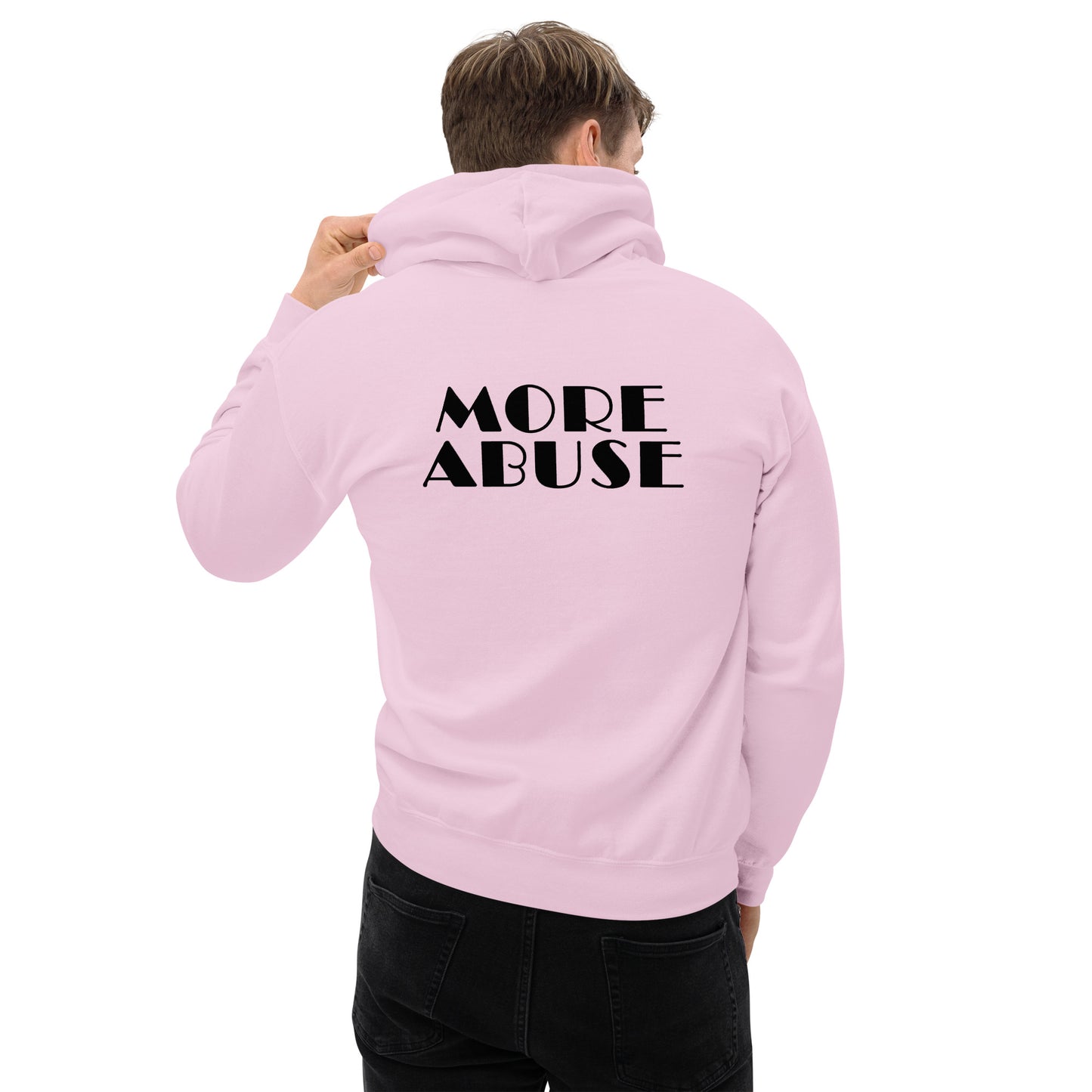 MORE ABUSE white hoodie for the people.